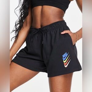 NIKE Womens Sportswear Fleece Mid-Rise Shorts Black 2X